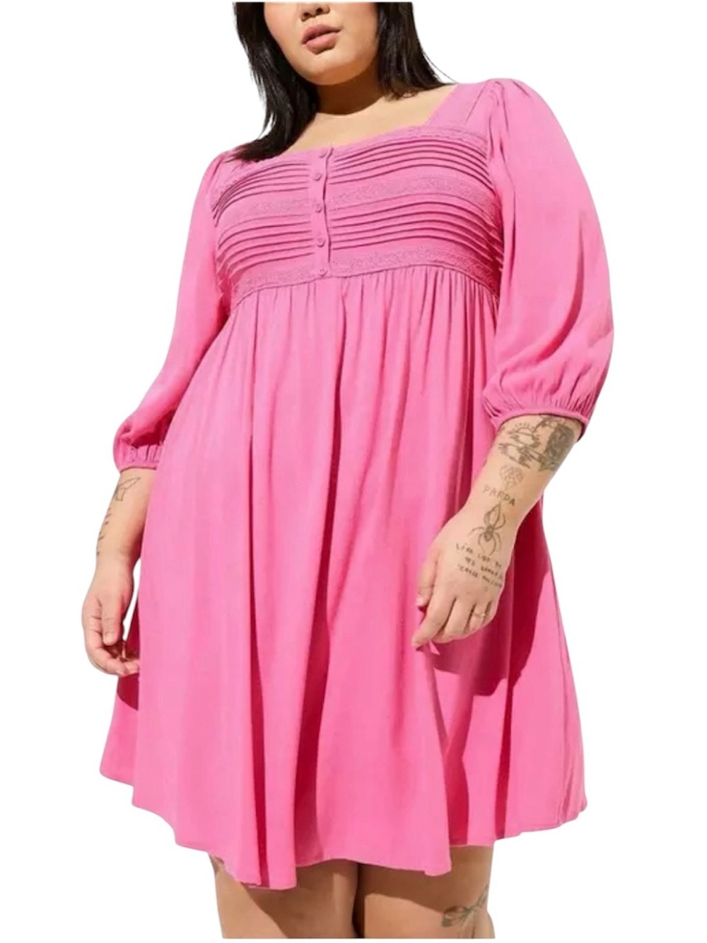 Torrid Pink Mini Rayon Slub Pintuck Neck Skater Dress in Gin Fizz Sz 2 2X/18-20